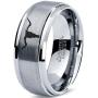 Longhorn Texas Bull Horn Ring - Tungsten Band 8mm - Men - Women - 18k Rose Gold Step Bevel Edge - Yellow - Grey - Blue - Black - Brushed - Polished - Wedding - Gift Dome Flat Cut