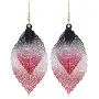 Caiyao Leaf Long Pendant Necklace Dangle Earrings Jewelry Set Delicate Colorful Filigree Long Leaves Necklace Unique Bohemian Double Layer Leaf Charm Earrings for Women Girls