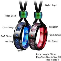 Aienid Couple Necklace Pendant,King Queen Tungsten Steel Pendant Necklace for Wedding