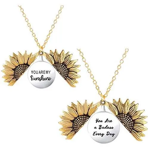 JYH Inspirational Sunflower Necklace for Women Girls 2-Side Version Engraved Locket Pendent Personalized Motivational Gift for Her Mantra Birthday Jewelry JYH Inspirational Sunflower Necklace for Women Girls 2-Side Version Engraved Locket Pendent Personalized Motivational Gift for Her Mantra Birthday Jewelry