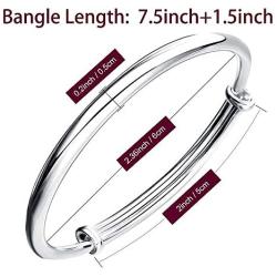 SOSUO Fashion Women Jewelry Solid 925 Sterling Bangle Bracelet Gift, Silver, (9inch)