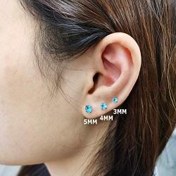 4 Pairs Shiny Cubic Zirconia Surgical Steel Stud Earrings Set for Girls, 20G Cartilage Tragus Helix Conch Piercing Sets for Women