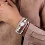 FANCY SHINY Leather Wrap Bracelet Boho Cuff Bracelets Crystal Bead Bracelet with Magnetic Clasp Jewelry Gifts for Women Teen Girls