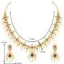 Aheli Faux Kundan and Simulated Red and Green Stone Ethnic Indian Wedding Necklace Earring Jewelry Set for Women