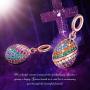 FOREVER QUEEN Easter Egg Charm, 925 Sterling Silver Colorful Happy Easter Faberge Egg Pendant Dangle Charm Bead fit Bracelet Necklace for Women Girls Mother Children
