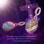 FOREVER QUEEN Easter Egg Charm, 925 Sterling Silver Colorful Happy Easter Faberge Egg Pendant Dangle Charm Bead fit Bracelet Necklace for Women Girls Mother Children