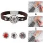 Mini Snap Jewelry Brown Rhinestone Halo Magnetic Leather Bracelet Holds 12mm Snaps