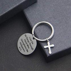 TOGON Christian Keychain I Can Do All Things Through Christ Who Strengthens Me Religious Keychain Scripture Jewelry Inspirational Gift for Her