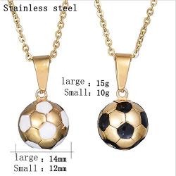 HSQYJ Stainless Steel Enamel Football Necklace Soccer Pendant Player Pendant Charm Necklaces Athlete Sport Fan Gift Jewelry Gold Plated for Men Women