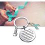 UJIMS Ovarian Cancer Gift PTSD Awareness Keychain with Teal Ribbon Charm I Stand Taller Because I Am A Survivor Fighter Jewelry