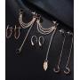 Ofeiyaa 4 Pairs Wave Cuff Earrings CZ Wrap Tassel Bar Chain Dangle Earrings Cartilage Crawler Threader Drop Earrings Teardrop Back Dangle Earrings for Women Girls Rose Gold Silver