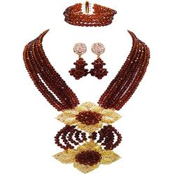 aczuv Fashion African Bead Necklace Nigerian Beads Wedding Jewelry Sets for Women