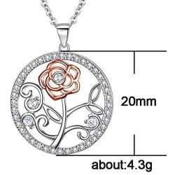 Jude Jewelers Silver Plated Tree of Life Rose Flower Style Statement Party Pendant Necklace