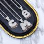 HECHUANG Initial Letter Necklace Simulated Diamond Iced Out Bling Letter Initial Pendant Hip Hop Necklace