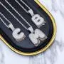 HECHUANG Initial Letter Necklace Simulated Diamond Iced Out Bling Letter Initial Pendant Hip Hop Necklace
