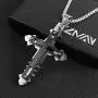 HZMAN Jewelry Mens Large Three-Layer Stainless Steel Inlaid Cross Necklace Pendant 22 + 2 Inch Chain HZMAN Jewelry Mens Large Three-Layer Stainless Steel Inlaid Cross Necklace Pendant 22 + 2 Inch Chain