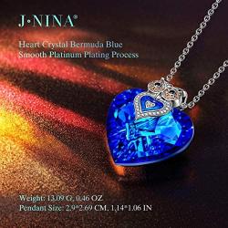 J.NINA ✦Owl of Minerva✦ Mothers Day Jewelry Gifts for Women Owl Necklaces for Women Blue Crystal Heart Necklace Sparking Jewelry Gifts for Her Girlfriend