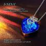 J.NINA ✦Owl of Minerva✦ Mothers Day Jewelry Gifts for Women Owl Necklaces for Women Blue Crystal Heart Necklace Sparking Jewelry Gifts for Her Girlfriend