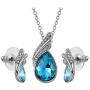 RIZILIA Teardrop Jewelry Set Pendant with 17'' Chain & Stud Earrings Pear Cut Austrian Crystal in White Gold Plated