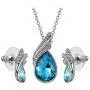 RIZILIA Teardrop Jewelry Set Pendant with 17'' Chain & Stud Earrings Pear Cut Austrian Crystal in White Gold Plated RIZILIA Teardrop Jewelry Set Pendant with 17'' Chain & Stud Earrings Pear Cut Austrian Crystal in White Gold Plated