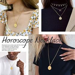 GOLDCHIC JEWELRY Personalized Zodiac Coin Necklace, Coin Pendant, Horoscope Astrology Necklace, Gold Medallion Zodiac Necklace