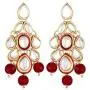 Aheli Ethnic Maroon Drop Beads Faux Kundan Necklace Earrings Bollywood Indian Fashion Party Jewelry Set for Women