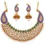 Touchstone Indian Bollywood Handcrafted Traditional Royal Mughal Kundan Polki Meenakari Enamel Colorful Wedding Designer Jewelry Long Necklace Set in Gold and Silver Tone for Women.