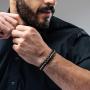 SERASAR | Premium Genuine Leather Bracelet for Men in Black | Magnetic Stainless Steel Clasp in Black, Silver and Gold | Exclusive Jewellery Box | Great Gift Idea