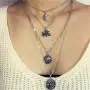 Barode Boho Layered Coin Pendant Necklace Silver Vintage Hollow Moon Elephant Long Layering Necklace Chain Jewelry for Women and Girls