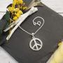 Sterling Silver Small Peace Sign Pendant Necklace, 18''