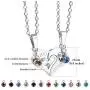 INBLUE Heart Matching Puzzle Necklaces for Couples Men Women Boyfriend Girlfriend Lover Birthstone Pendant Stainless Steel CZ Relationship Gifts Anniversary Valentines Day Jewelry