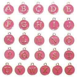Nairua Double Sided Alphabet Pendants for DIY Necklaces Bracelets Earrings Jewelry Accessories Alloy Alphabet A-Z Enamel Letter Charms