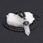 Top Plaza Natural Stone Healing Crystal Hexagonal Pointed Gemstone Pendant Necklace Crescent Moon Jewelry Adjustable Lava Rock Beads Necklaces for Women Men