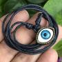 All seeing Evil Eye Malochio Malocchio Tomodachi Illuminati Fashion Jewelry Talisman Protection Amulet Brass Mens Pendant Necklace Charm no chain for men women boys girls w Black Adjustable Cord