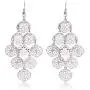 Boho Filigree Flower Motif Rhombus Shape Chandelier Tiered Dangle Statement Earrings