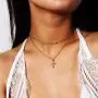 Funyrich Layered Cross Pendant Necklace Jesus Beaded Necklaces Chain Adjustable Choker Necklace Jewelry for Women and Girls (Gold)