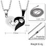 4Piece Stainless Steel Couple Necklace Rhinestone I Love You Heart Puzzle Matching Pendant with Chain His and Hers Couple Necklace for Women Men Girlfriend Boyfriend Couple BBF