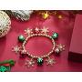 OFGOT7 Bling Christmas White Snowflake Charm Beaded Bracelet Stretch Strand Elastic Glass Dangle Beads Bell Rings for Women Girls