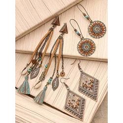 COLAXI Boho Trendy Statement Fun Drop Dangle Tassel Earrings Packs For Women Fashion,Western Colorful Bohemian Jewelry Long Big Earring Sets Gift