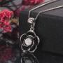 CiNily Rose Flower Pendant Necklace for Women Girls White Fire Opal Jewelry 18K White Gold Plated Enamel Flower Gemstone Pendant Necklace
