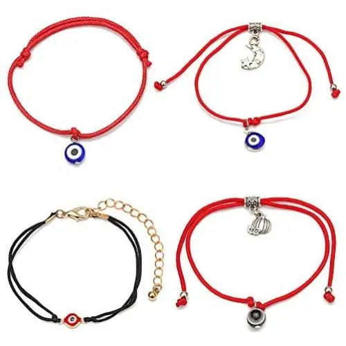Evil Eye Bracelet, Red Bracelet for Protection Evil Eye Adjustable Jewelry for Women Baby Amulet Hamsa Bracelet Anklet Blue Kids Alex and Ani Mal De Ojo Bracelets Pulseras Rojas De Protección 4 Pack