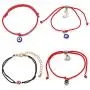 Evil Eye Bracelet, Red Bracelet for Protection Evil Eye Adjustable Jewelry for Women Baby Amulet Hamsa Bracelet Anklet Blue Kids Alex and Ani Mal De Ojo Bracelets Pulseras Rojas De Protección 4 Pack