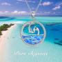 Created Opal Dolphin Necklace for Women Sterling Silver Eternal Love Animal Wave Pendant Necklace Dolphin Ocean Jewelry Gift for Dolphin Lover Girlfriend Mother
