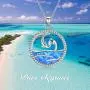 Created Opal Dolphin Necklace for Women Sterling Silver Eternal Love Animal Wave Pendant Necklace Dolphin Ocean Jewelry Gift for Dolphin Lover Girlfriend Mother