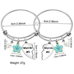 Maxforever Women Girls Weirdo #1 Weirdo #2'' Best Friend Forever Charm Pendant Bracelet Bangle Friendship Gift