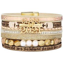 AZORA Graduation Gift for Her Class of 2021 Inspiration Graduation Leather Wrap Bracelet Senior High School College Graduate Gifts for Teen Girls Daughter Women