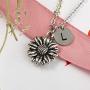 Joycuff Sunflower Necklace Dainty Letter Jewelry Silver Daisy Flower Charm Chain Pendant Personalized Monogram Inspirational Gifts for Her Women Daughter Sister Wife Best Friend