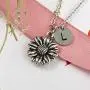 Joycuff Sunflower Necklace Dainty Letter Jewelry Silver Daisy Flower Charm Chain Pendant Personalized Monogram Inspirational Gifts for Her Women Daughter Sister Wife Best Friend