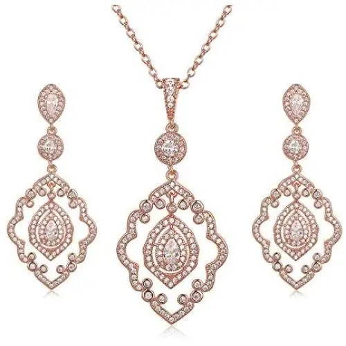 SWEETV Wedding Jewelry Sets for Brides, Crystal Bridal Necklace and Earrings Jewelry Sets for Women Party Prom Gift SWEETV Wedding Jewelry Sets for Brides, Crystal Bridal Necklace and Earrings Jewelry Sets for Women Party Prom Gift