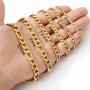 M MOOHAM 4MM 5MM 6MM 7MM 9.5MM 10MM Black Silver Gold Plated Stainless Steel Figaro Chain Necklace for Men Women 16-36 Inch